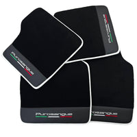 Black Floor Mats for Ferrari Purosangue with Leather and White Trim | Italian Edition - AutoWin
