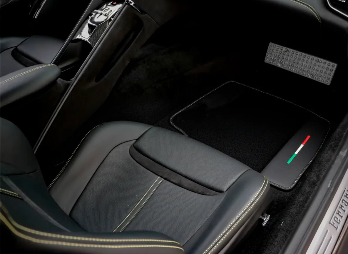 Black Floor Mats for Ferrari Roma (2021-2027) with Leather