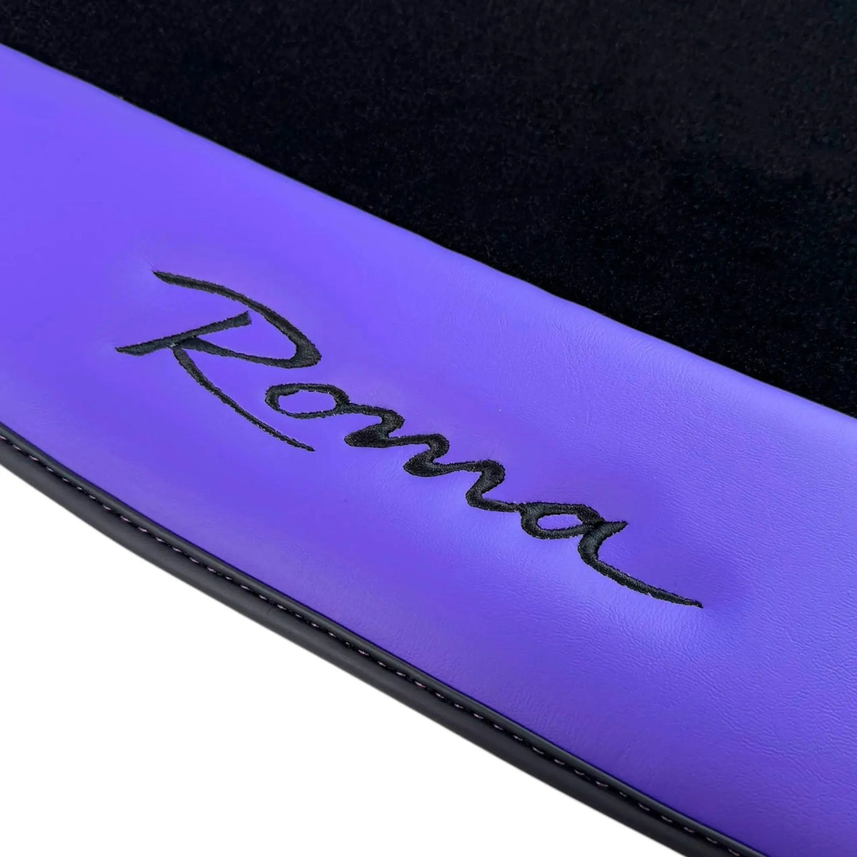 Black Floor Mats for Ferrari Roma (2021-2027) with Purple Leather