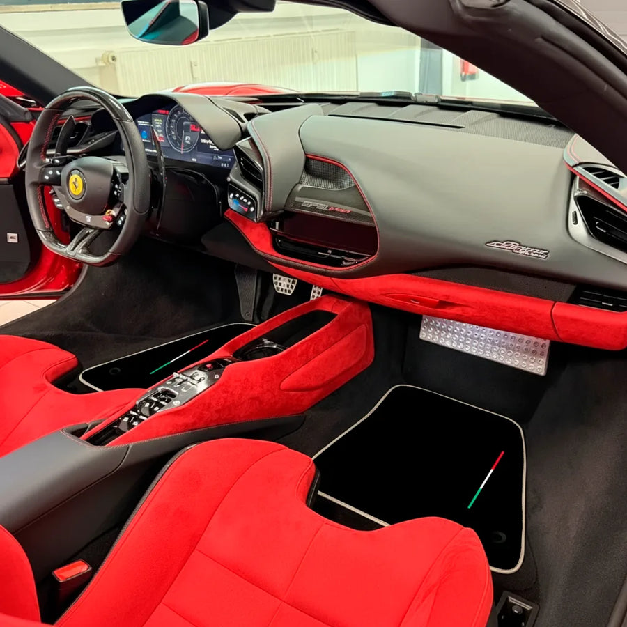 Black Floor Mats for Ferrari SF90 Stradale (2019-2024) with Beige Trim