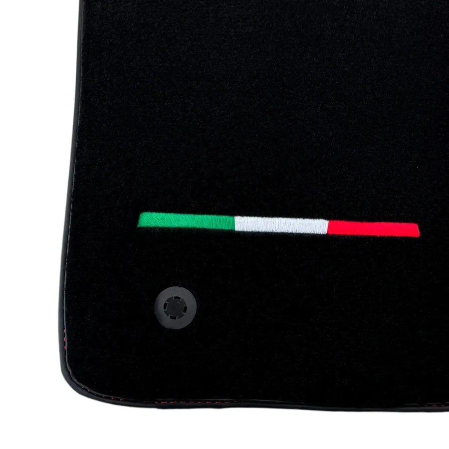 Black Floor Mats for Ferrari SF90 Stradale with Red Alcantara Borders | Italian Edition - AutoWin