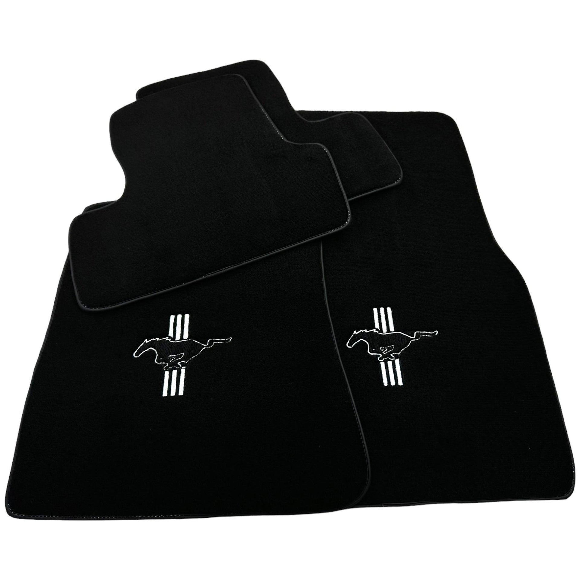 Black Floor Mats For Ford Mustang V (2004-2010) With Pony - AutoWin