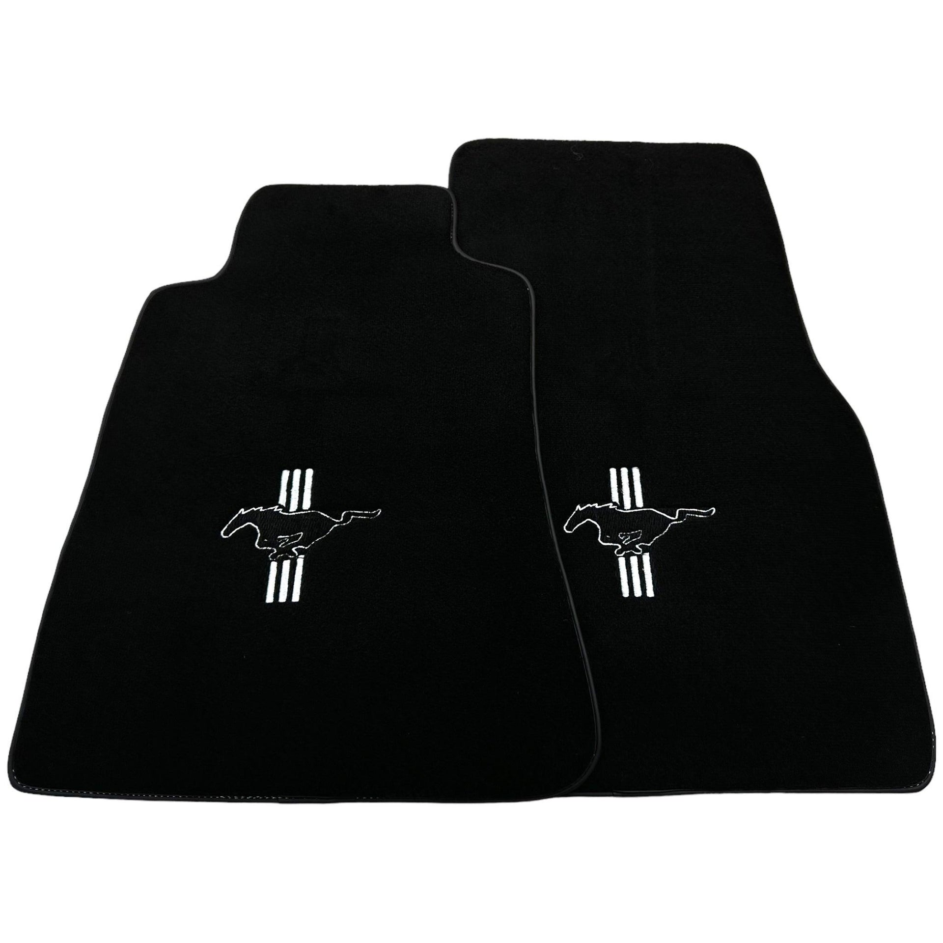 Black Floor Mats For Ford Mustang V (2004-2010) With Pony - AutoWin
