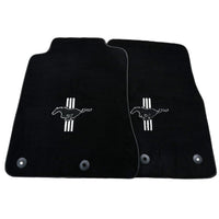 Black Floor Mats For Ford Mustang V FL (2011-2014) With Pony - AutoWin