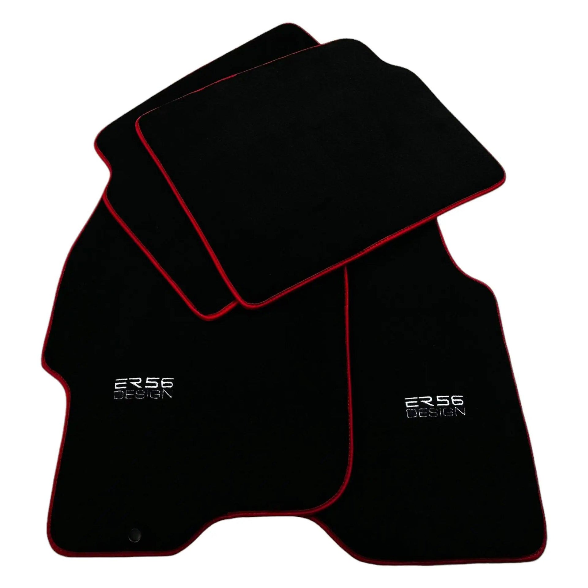 Black Floor Mats For Honda Civic VI (1995-2000) ER56 Design with Red Trim - AutoWin