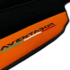Black Floor Mats for Lamborghini Aventador with Orange (Arancia Leonis) Nappa Leather - AutoWin