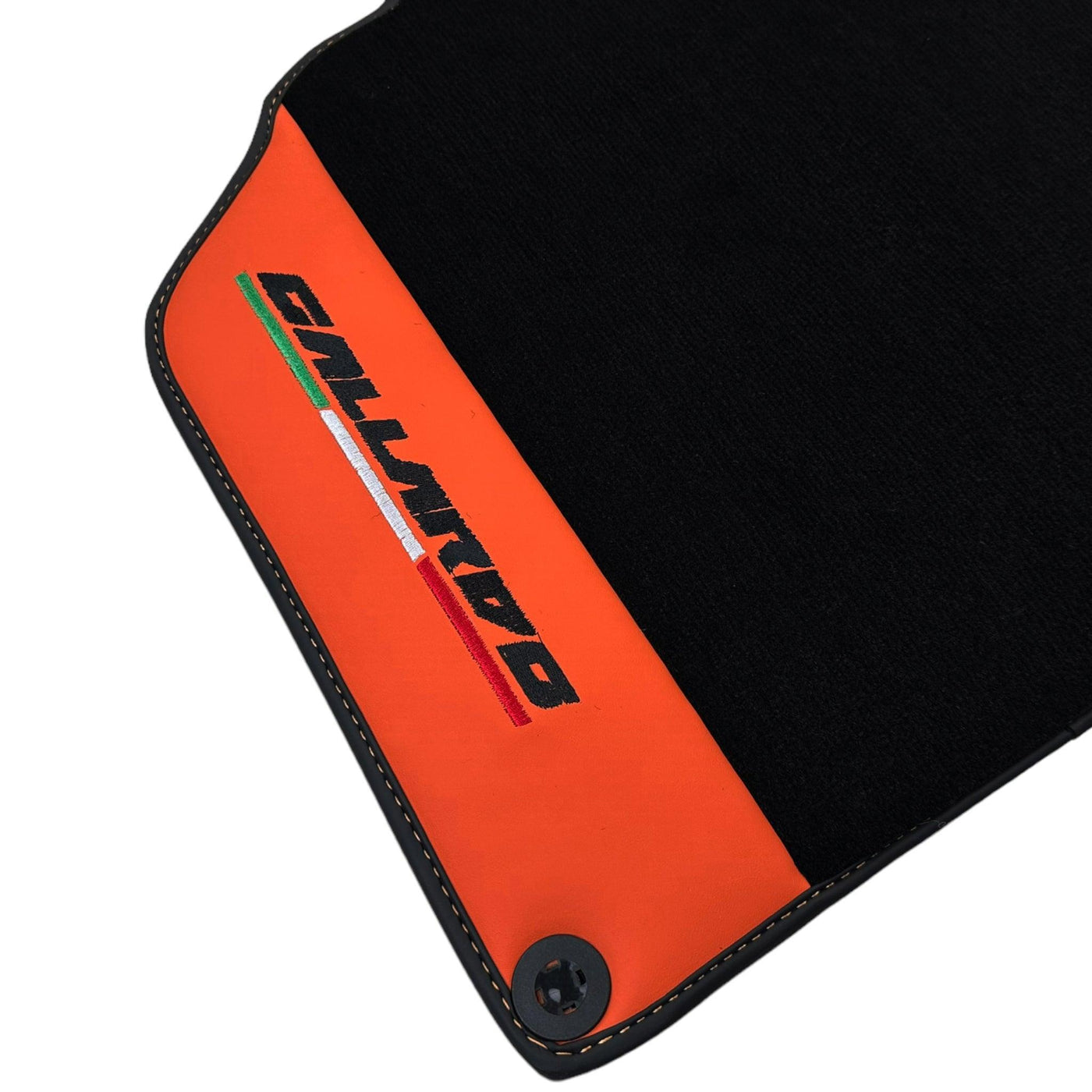 Black Floor Mats for Lamborghini Gallardo With Orange Arancia Mira Nappa Leather - AutoWin