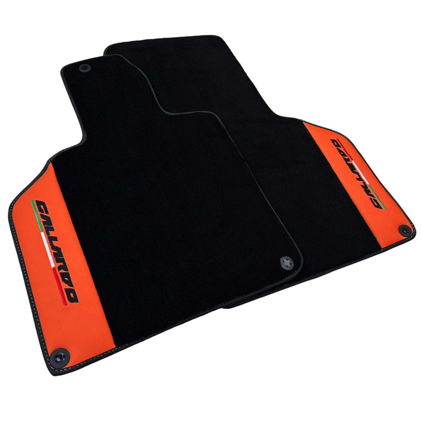 Black Floor Mats for Lamborghini Gallardo With Orange Arancia Mira Nappa Leather - AutoWin