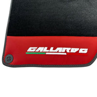 Black Floor Mats for Lamborghini Gallardo With Red Leather - AutoWin