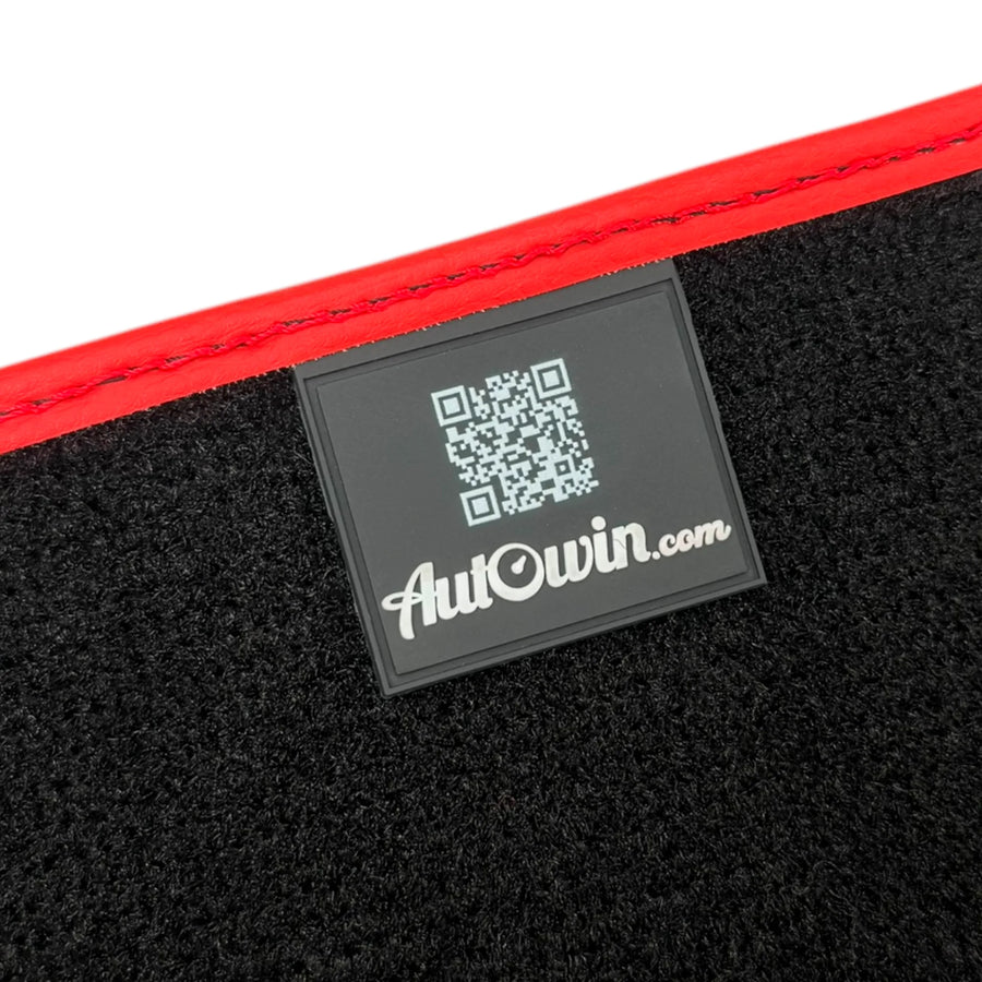 Black Floor Mats for Lamborghini Huracan STO with Carbon Fiber Leather | Red Trim