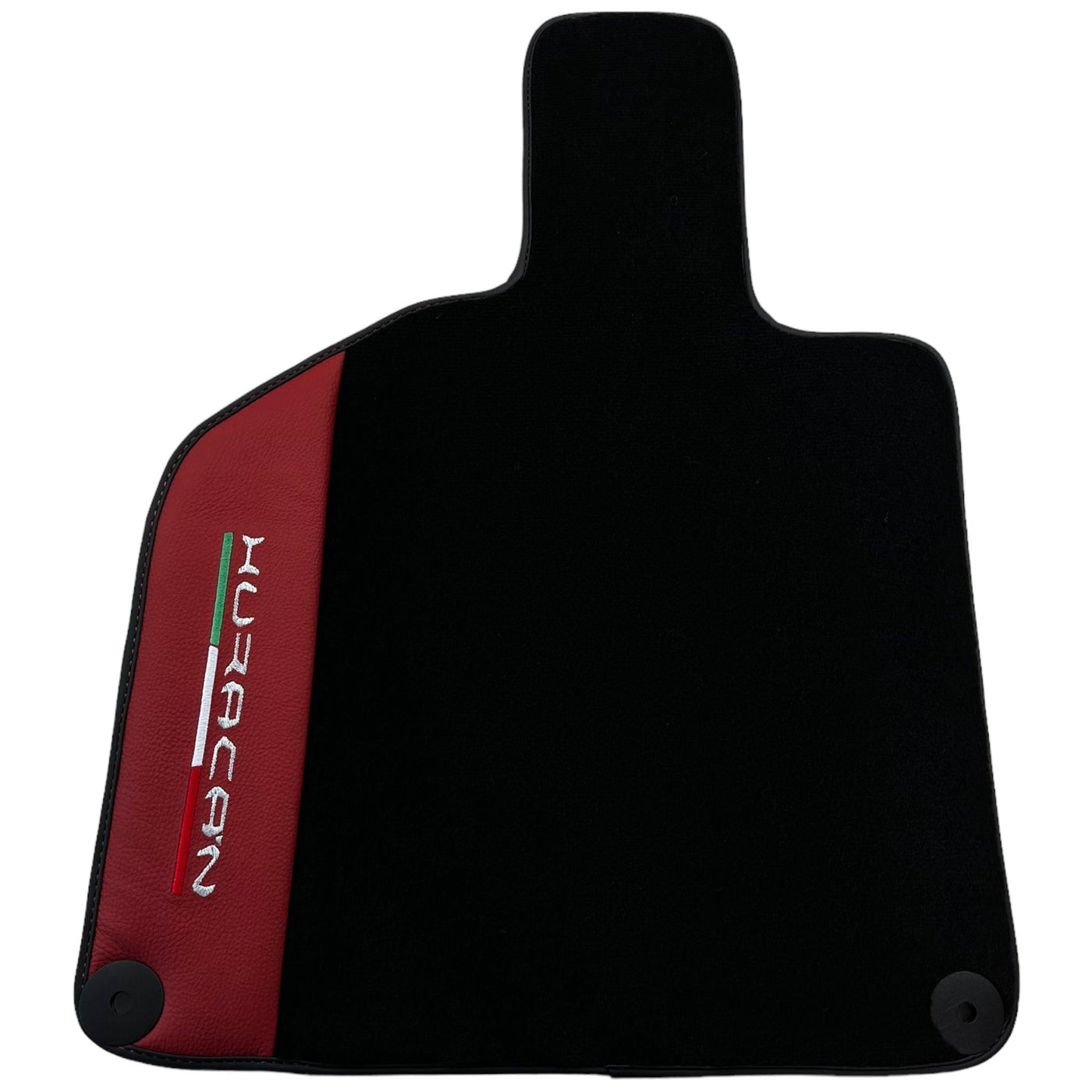 Black Floor Mats for Lamborghini Huracan With Red (Rosso Mysia) Leather - AutoWin