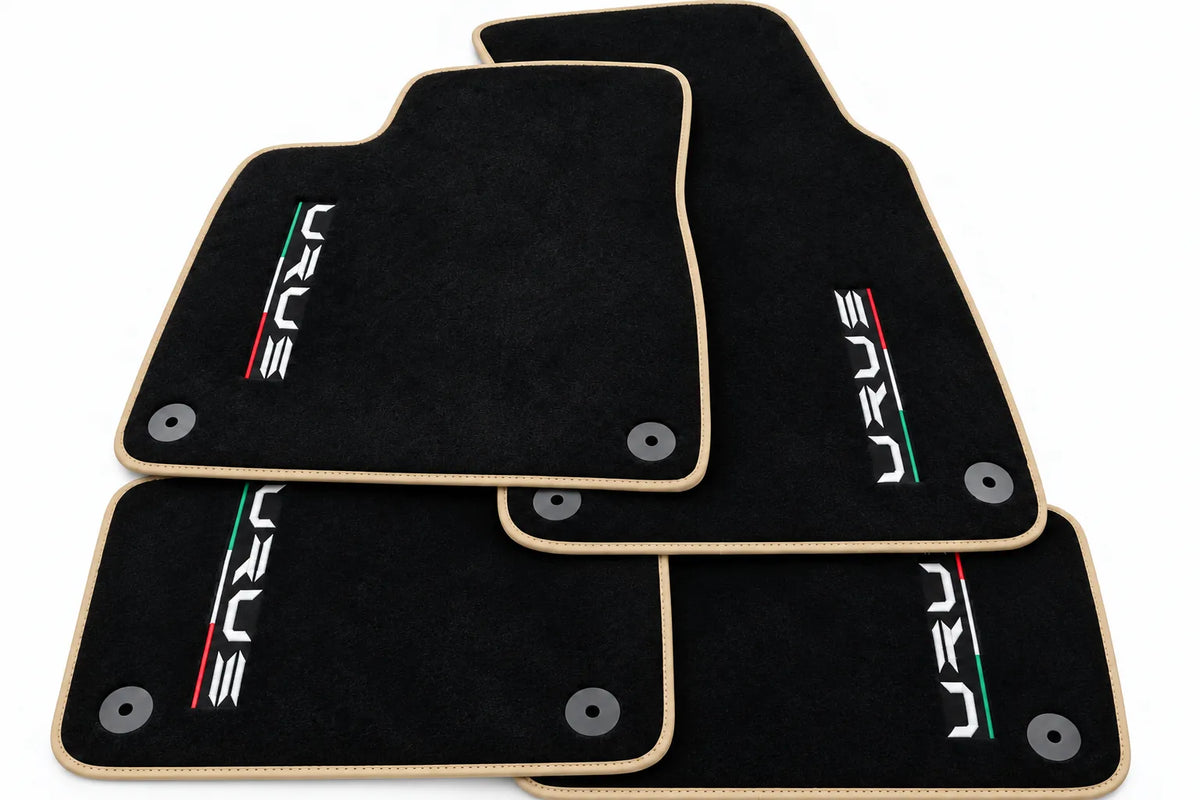 Black Floor Mats For Lamborghini Urus Tailored With Yellow Trim Beige trim
