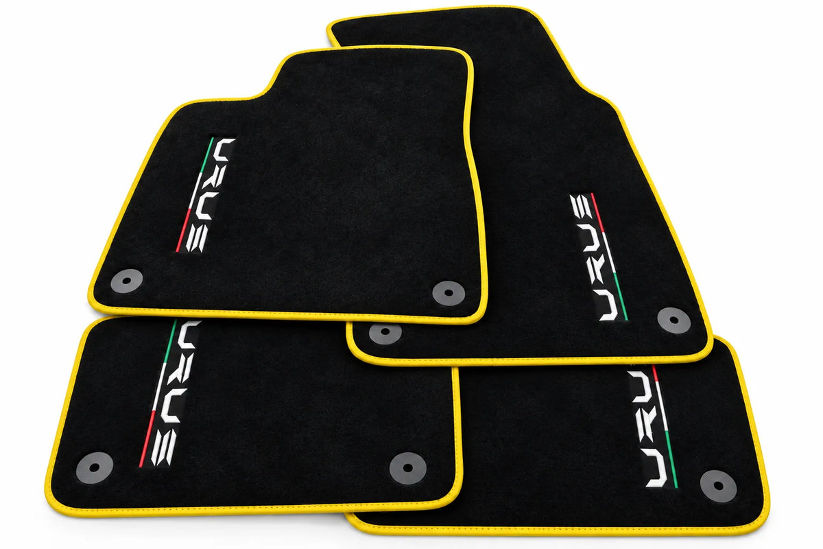 Black Floor Mats For Lamborghini Urus Tailored With Yellow Trim Yellow trim
