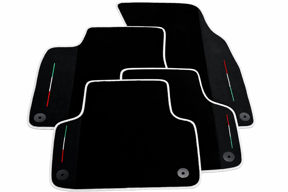 Black Floor Mats For Lamborghini Urus With Alcantara Leather White trim