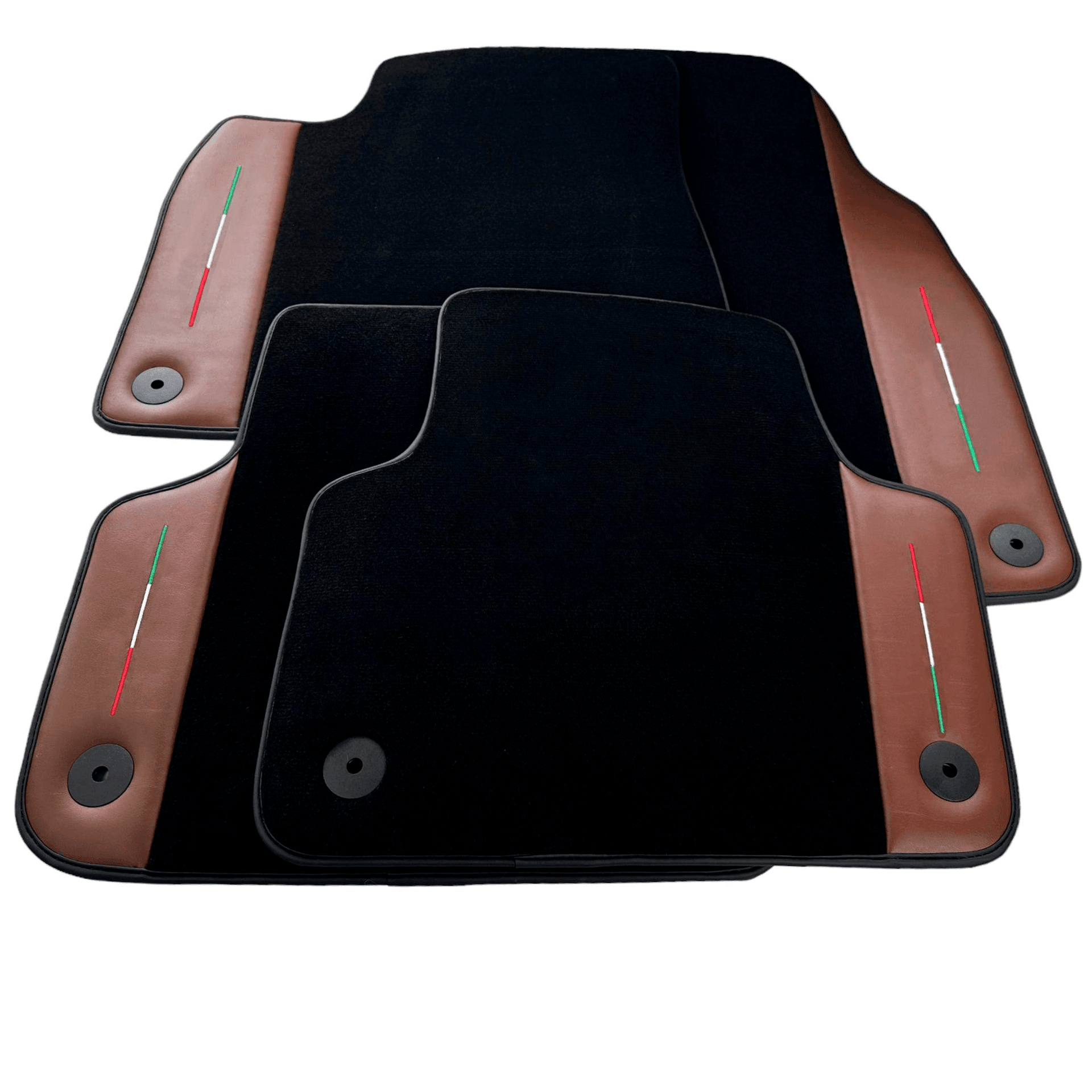 Black Floor Mats for Lamborghini Urus With Brown Leather - AutoWin