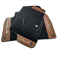 Black Floor Mats for Lamborghini Urus With Brown Leather - AutoWin