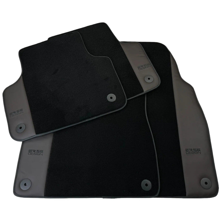 Black Floor Mats for Lamborghini Urus with Dark Brown Leather | ER56 Design - AutoWin
