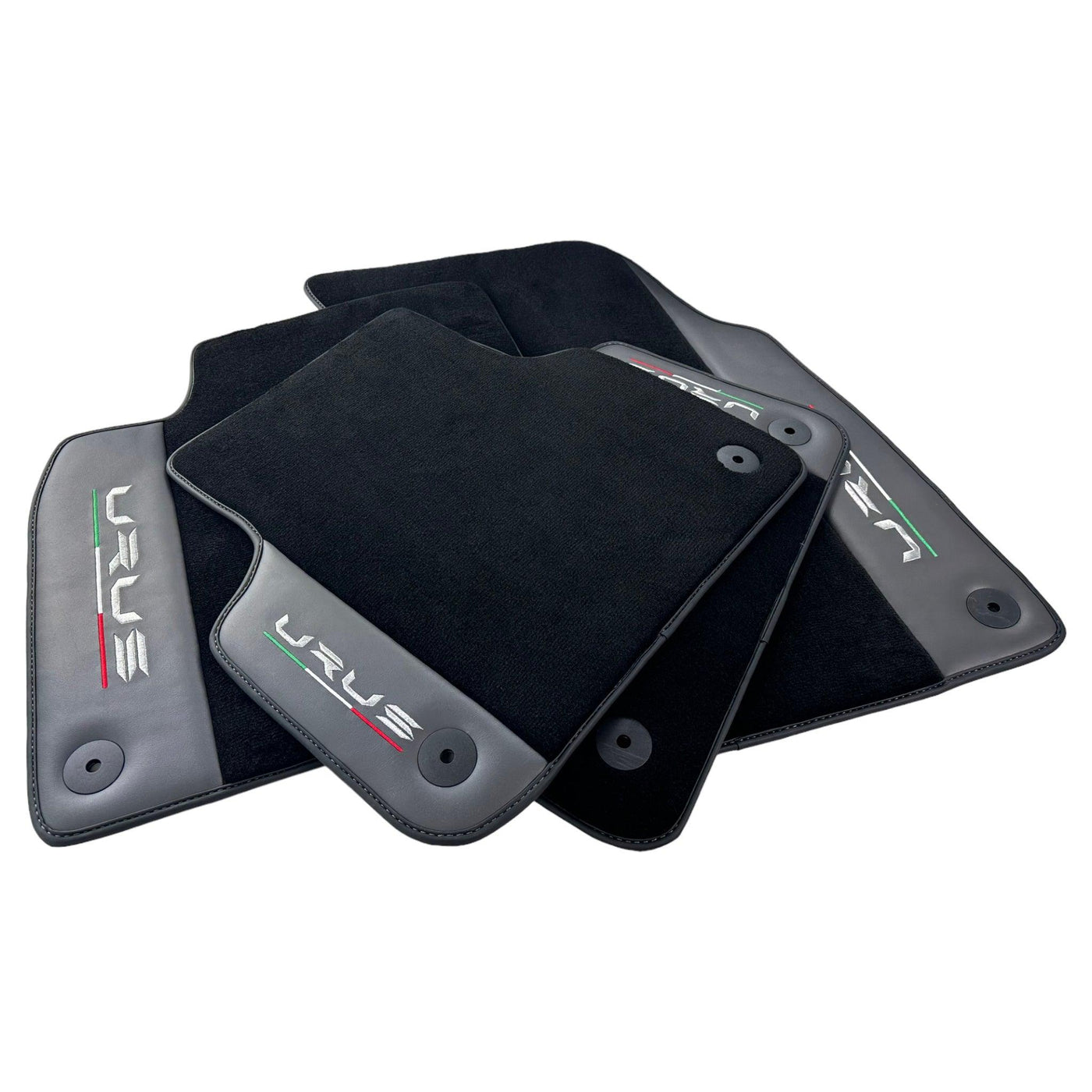 Black Floor Mats for Lamborghini Urus With Dark Gray Leather - AutoWin