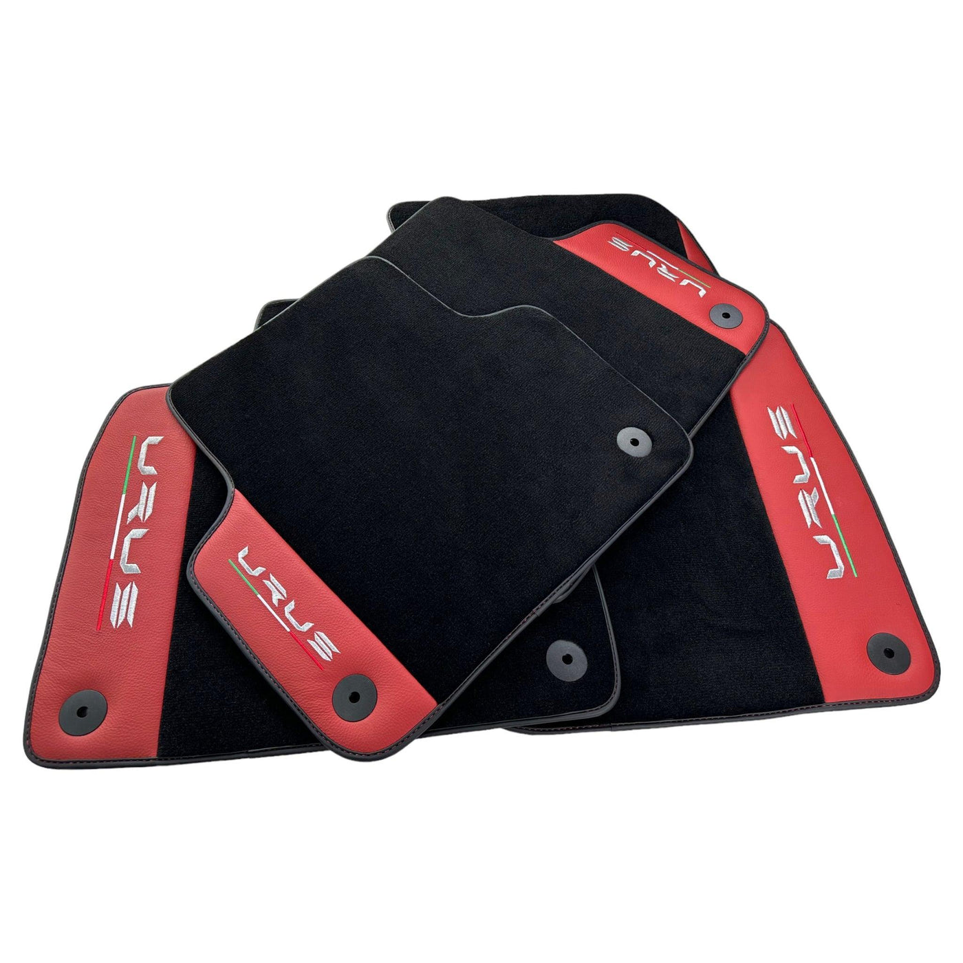 Black Floor Mats for Lamborghini Urus With Red Leather - AutoWin