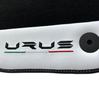 Black Floor Mats for Lamborghini Urus With White Leather - AutoWin