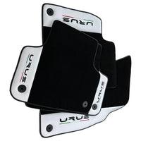 Black Floor Mats for Lamborghini Urus With White Leather - AutoWin
