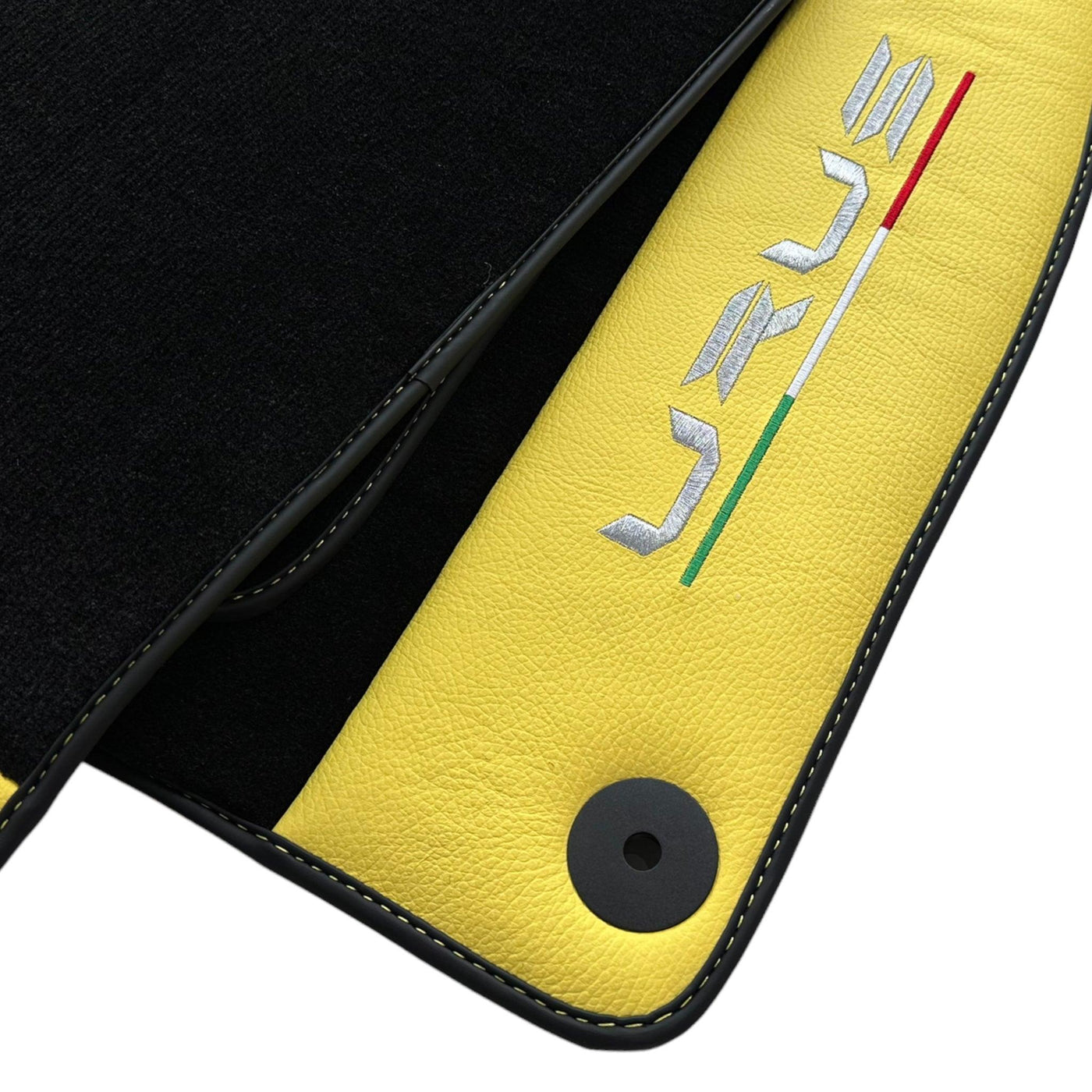 Black Floor Mats for Lamborghini Urus With Yellow Leather - AutoWin