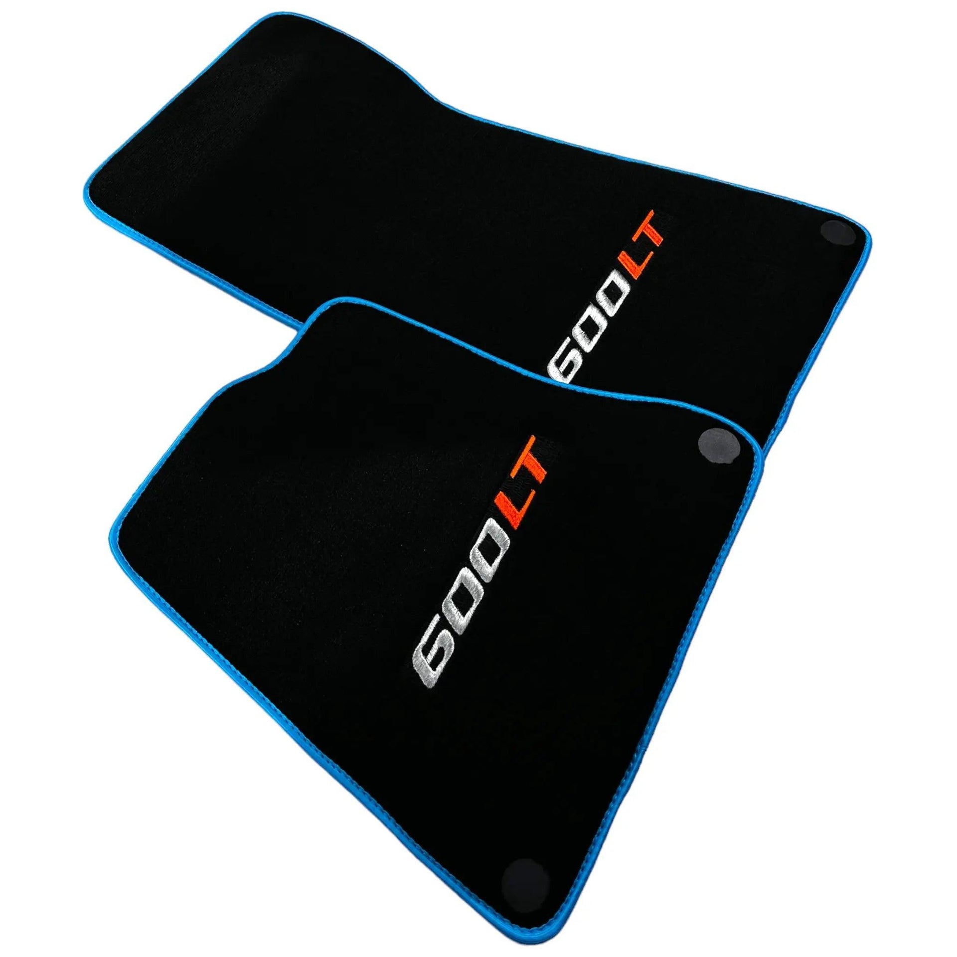 Black Floor Mats for McLaren 600 LT (2018-2020) With Blue Trim - AutoWin