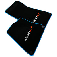 Black Floor Mats for McLaren 600 LT (2018-2020) With Blue Trim - AutoWin