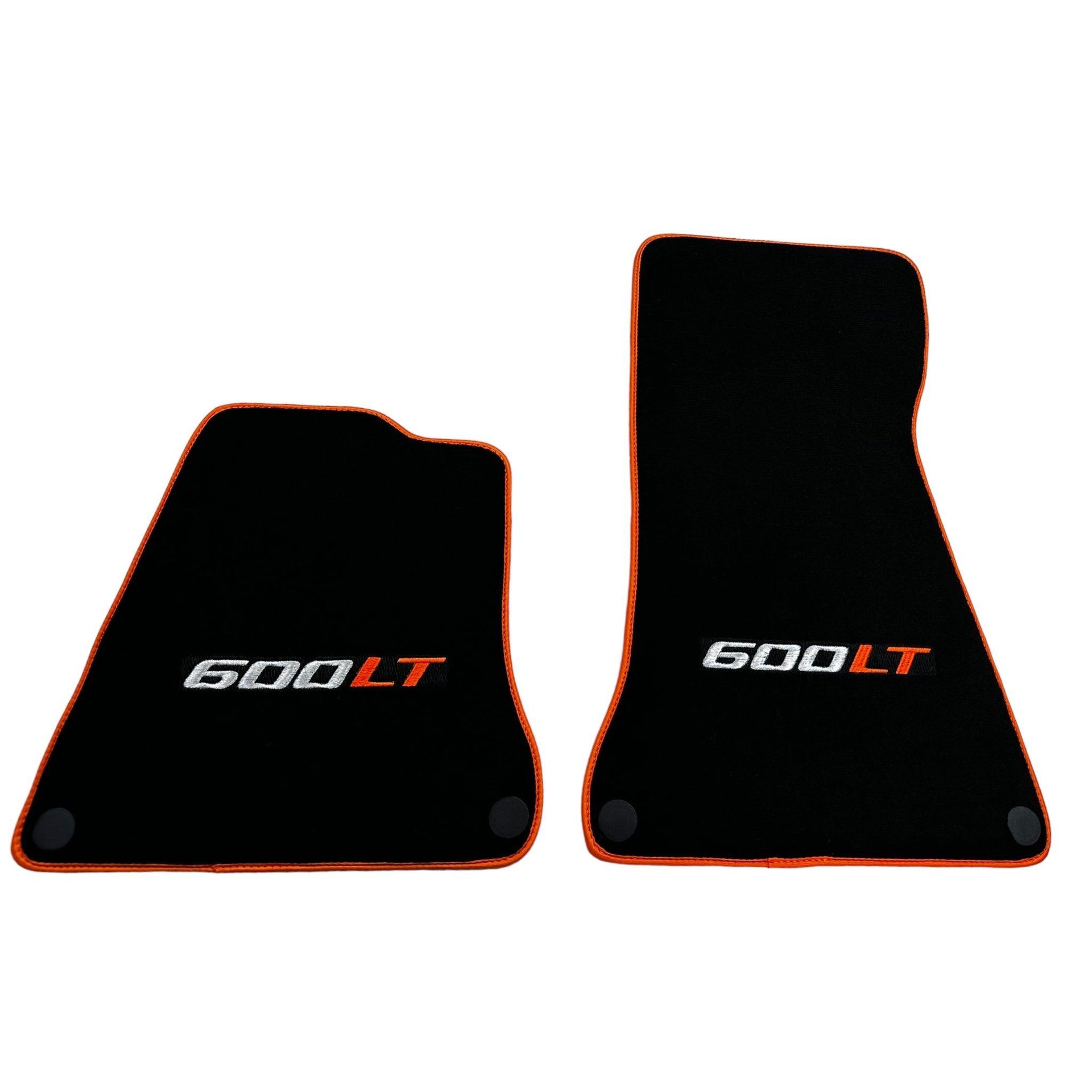 Black Floor Mats for McLaren 600 LT (2018-2020) With Orange Trim - AutoWin