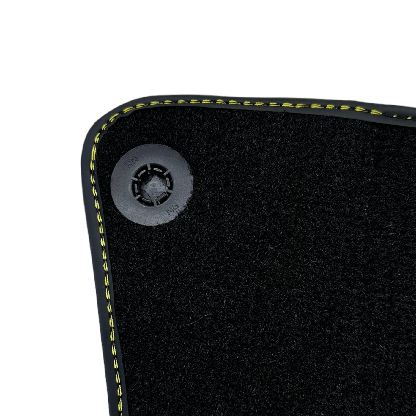 Black Floor Mats For McLaren 650S Black Tailored With Yellow Leather - AutoWin