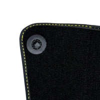 Black Floor Mats For McLaren 650S Black Tailored With Yellow Leather - AutoWin