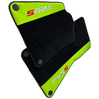 Black Floor Mats For McLaren 720S Year 2017-2021 With Green Leather - AutoWin