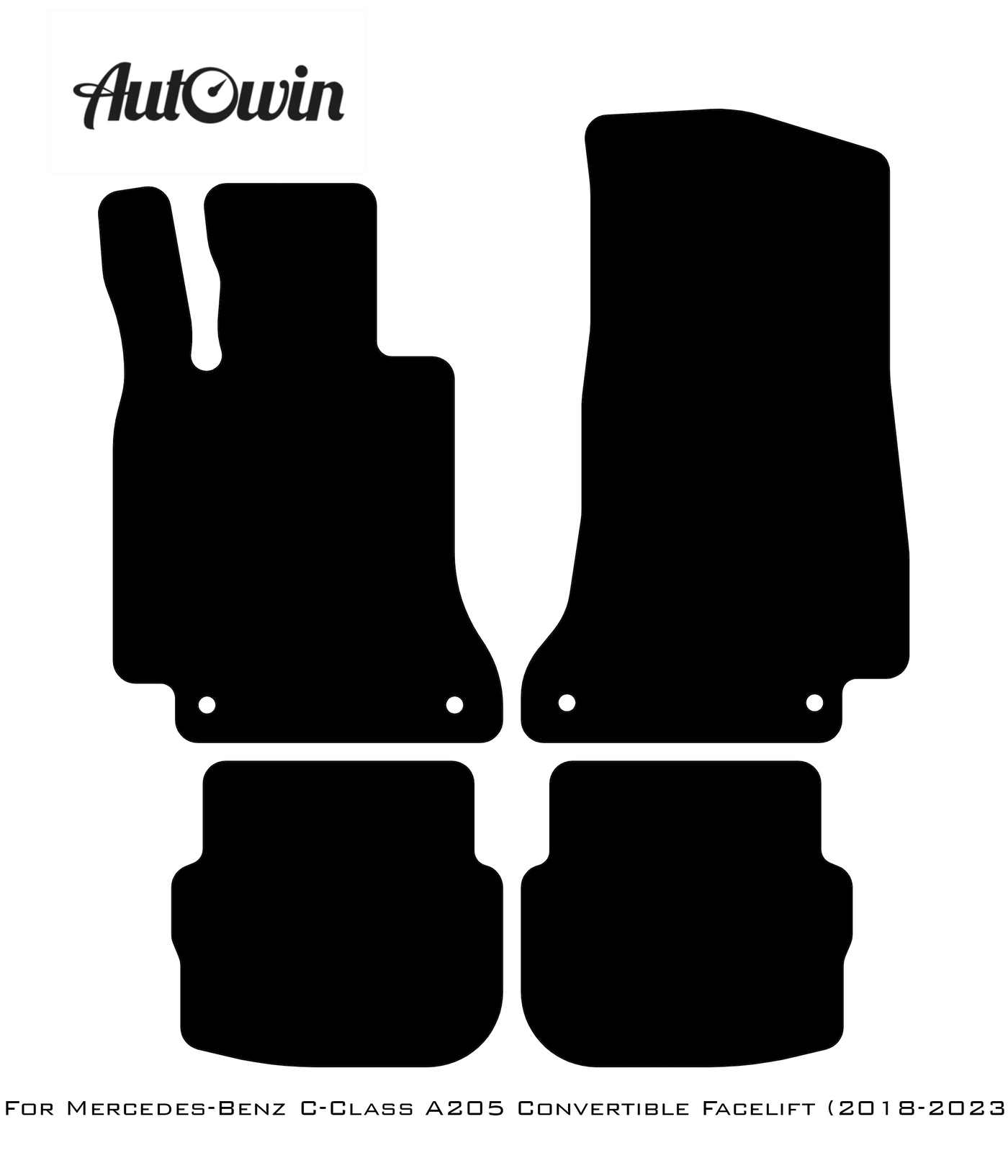 Black Floor Mats For Mercedes Benz C-Class A205 Convertible Facelift (2018-2023) | Limited Edition - AutoWin
