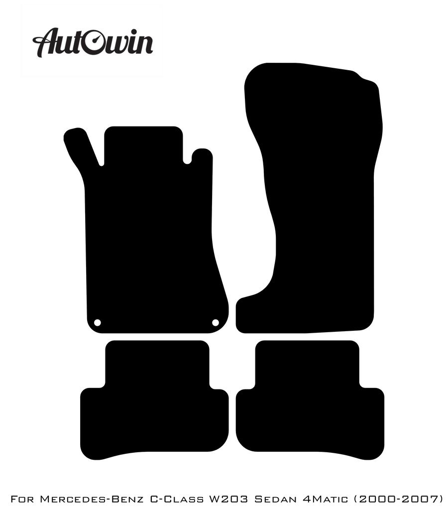 Black Floor Mats For Mercedes Benz C-Class W203 Sedan 4Matic (2000-2007) | Limited Edition - AutoWin