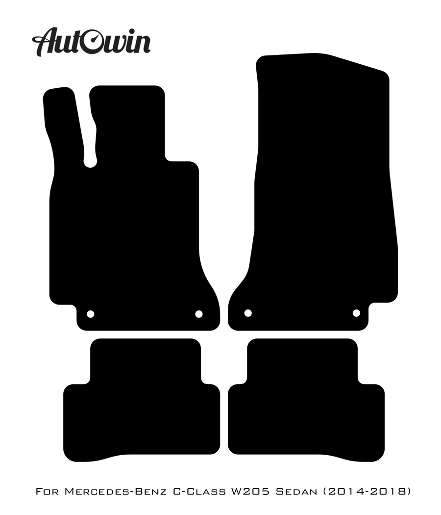 Black Floor Mats For Mercedes Benz C-Class W205 Sedan (2014-2018) | Limited Edition - AutoWin