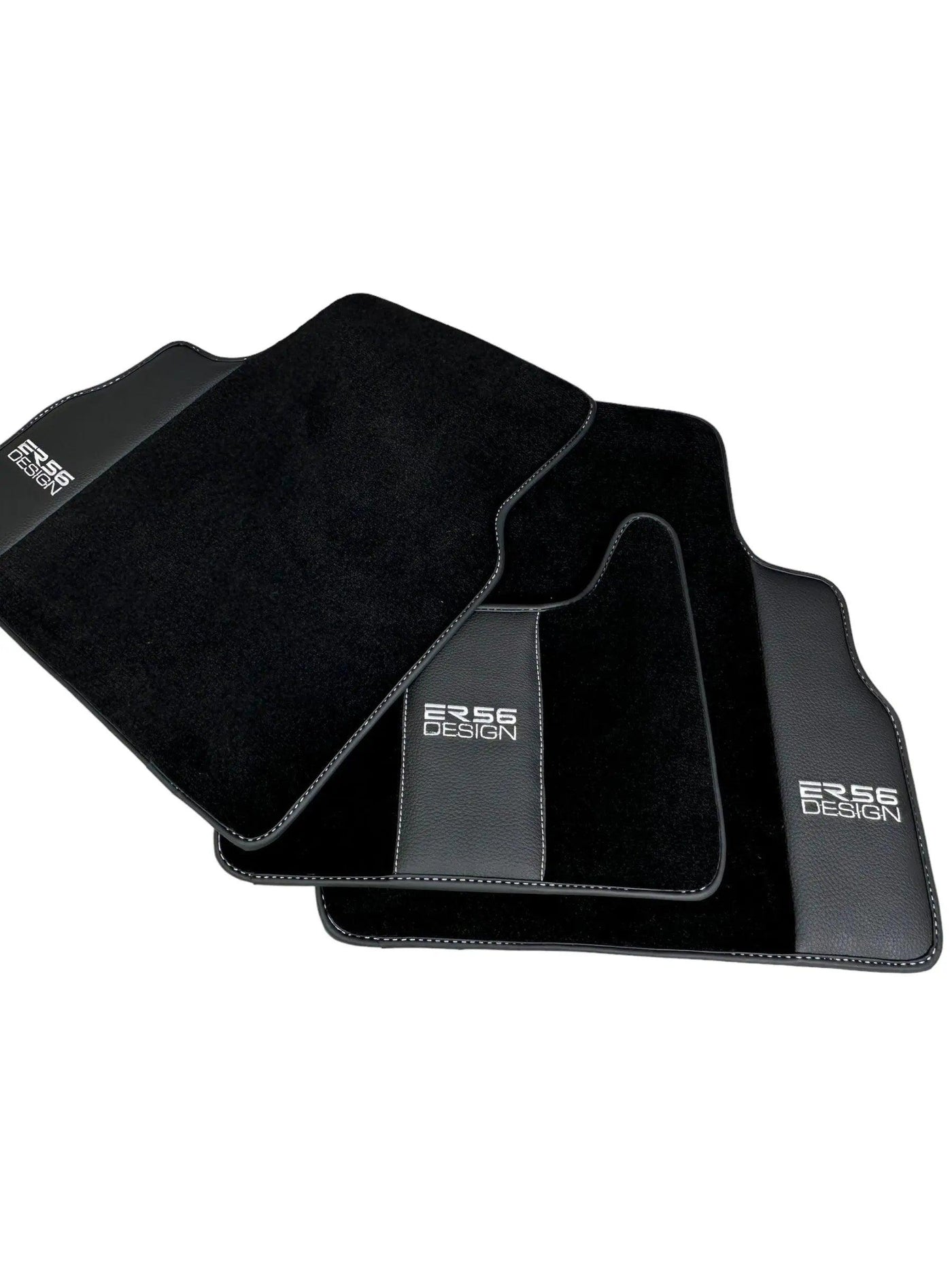 Black Floor Mats For Mercedes-Benz G Class W463 (2008-2018) With Leather Borders ER56 Design - AutoWin