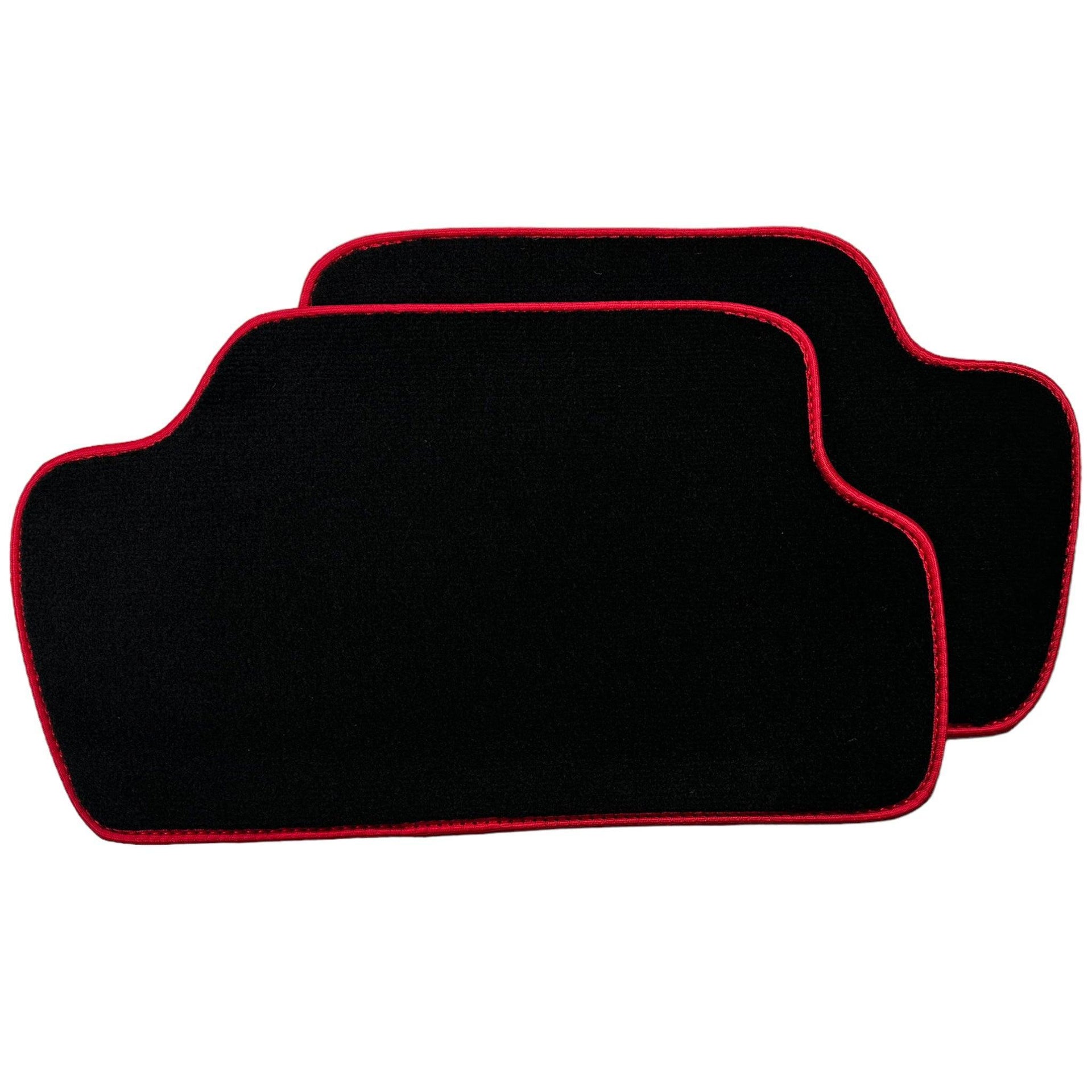 Black Floor Mats for Mini Cabrio F57 Convertible (2016-2023) With Leather | Red Trim - AutoWin