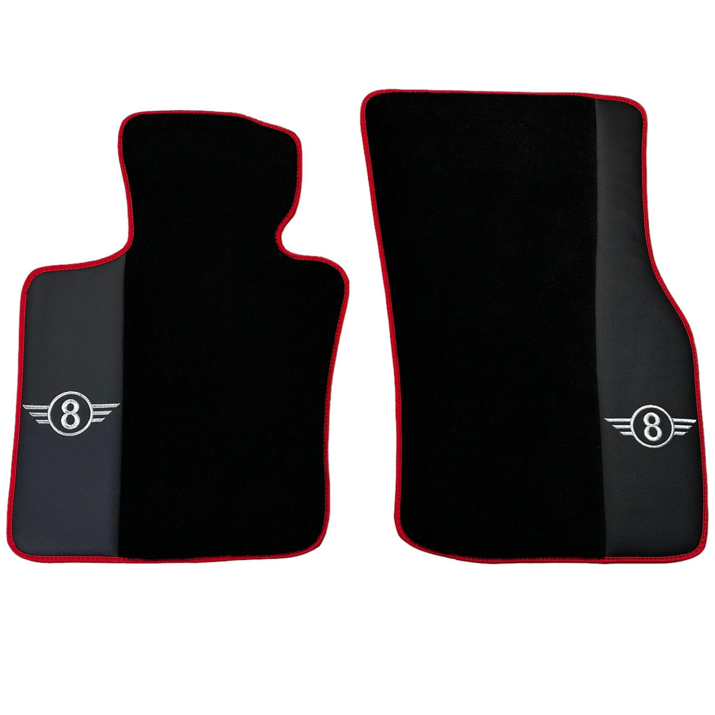 Black Floor Mats for Mini Cabrio F57 Convertible (2016-2023) With Leather | Red Trim - AutoWin