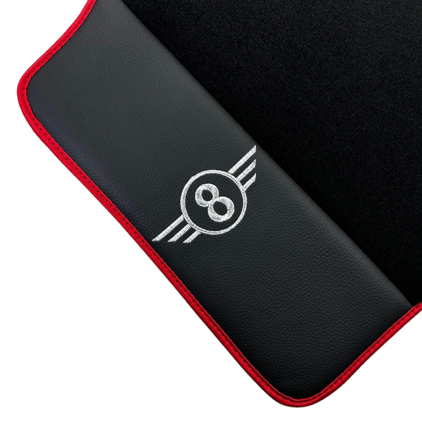Black Floor Mats for Mini Clubman F54 (2019-2023) With Leather | Red Trim - AutoWin