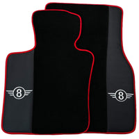 Black Floor Mats for Mini Cooper / One Electric (2020-2023) With Leather | Red Trim - AutoWin