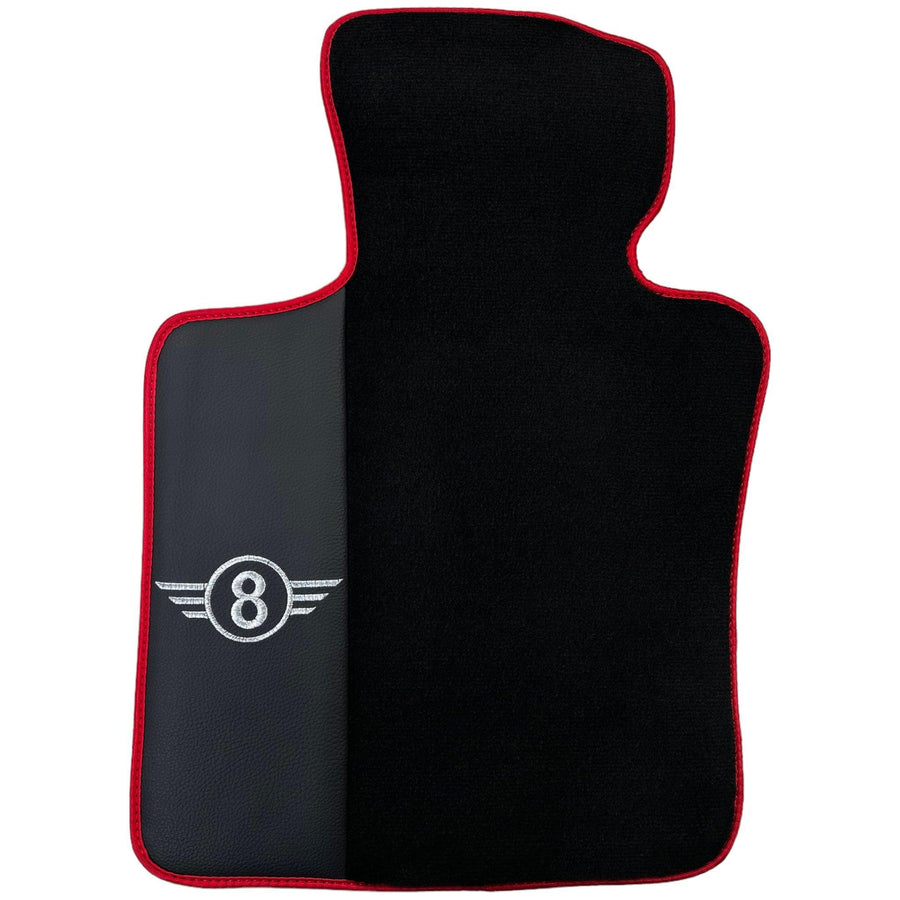 Black Floor Mats for Mini Cooper / One Electric (2020-2023) With Leather | Red Trim - AutoWin
