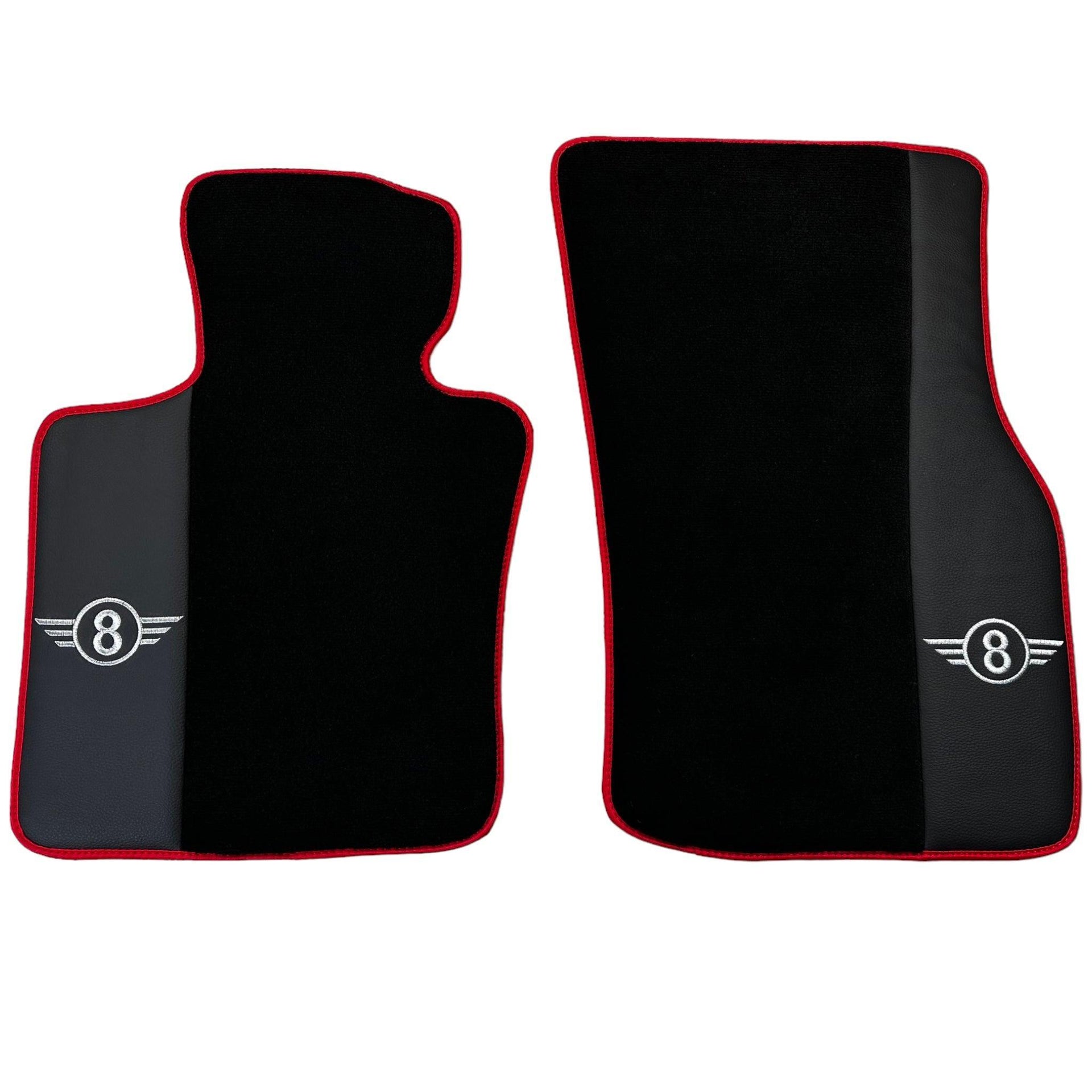 Black Floor Mats for Mini Cooper / One R50 (2001-2007) With Leather | Red Trim - AutoWin