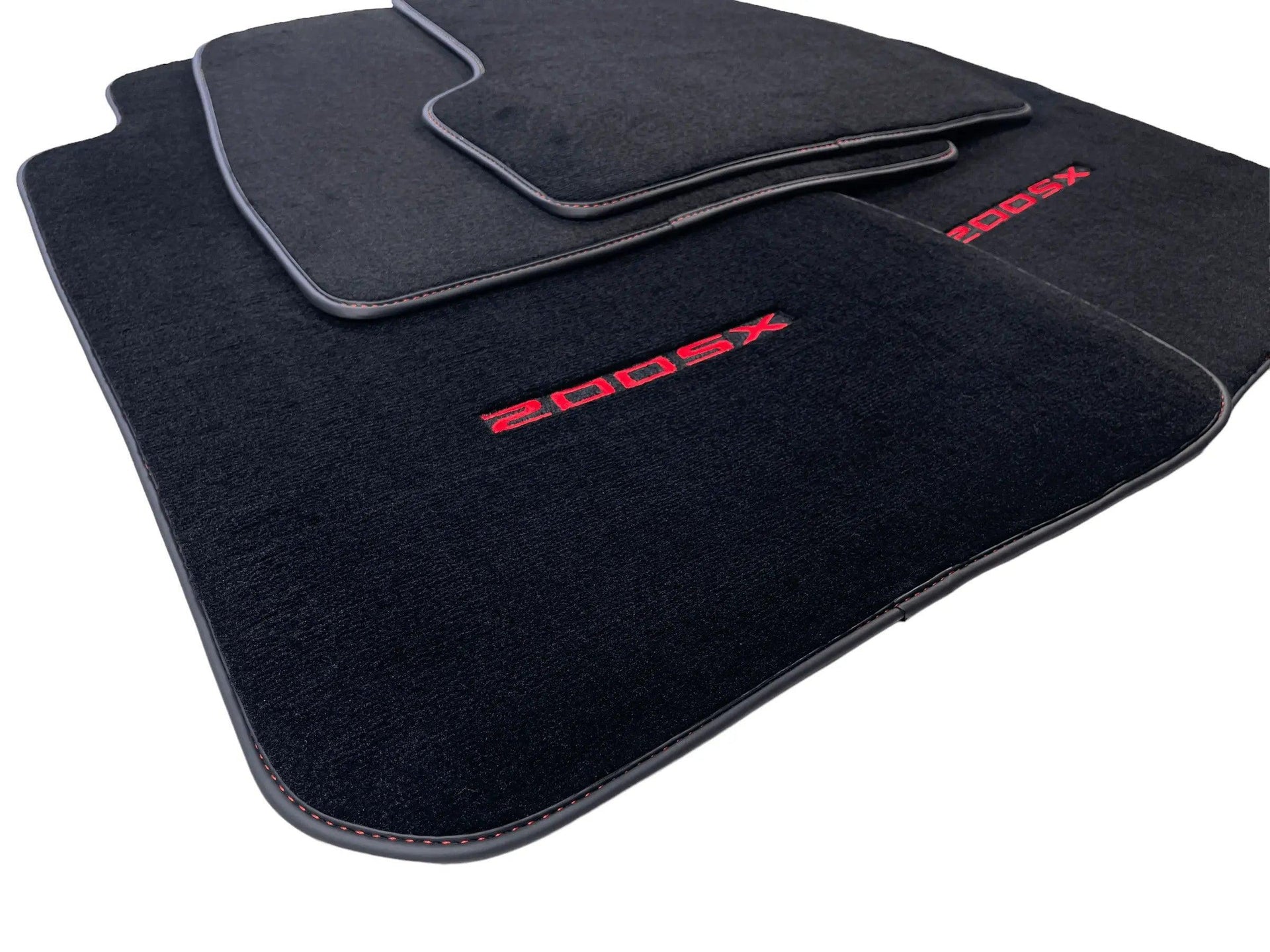 Black Floor Mats For Nissan 200 SX (1989-1994) With Red Logo - AutoWin