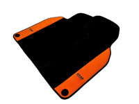 Black Floor Mats for Porsche 718 Boxster (2016-2023) with Orange Alcantara Leather ER56 Design - AutoWin