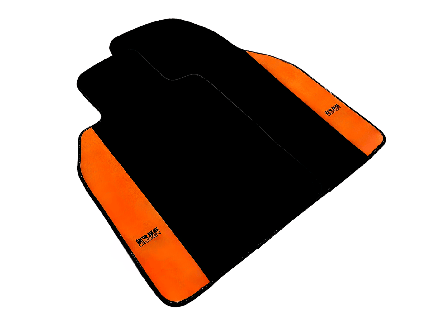 Black Floor Mats for Porsche 986 Boxster (1996-2004) with Orange Alcantara Leather ER56 Design - AutoWin