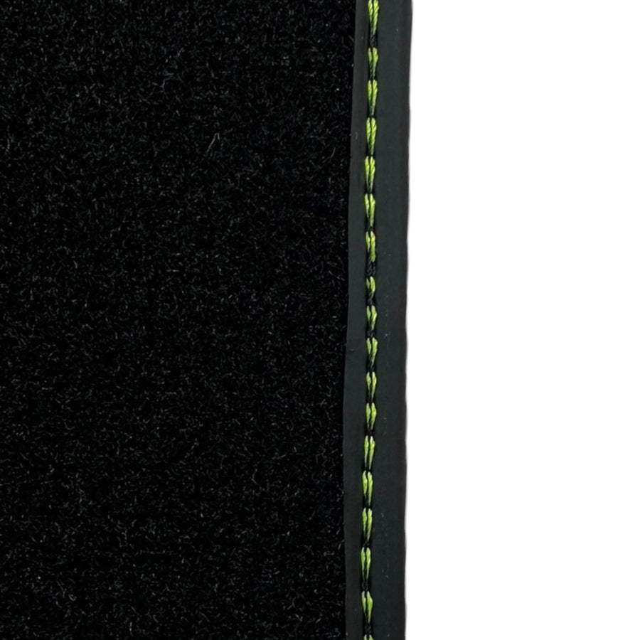 Black Floor Mats for Porsche Cayenne (2010-2018) with Green Leather ER56 Design - AutoWin