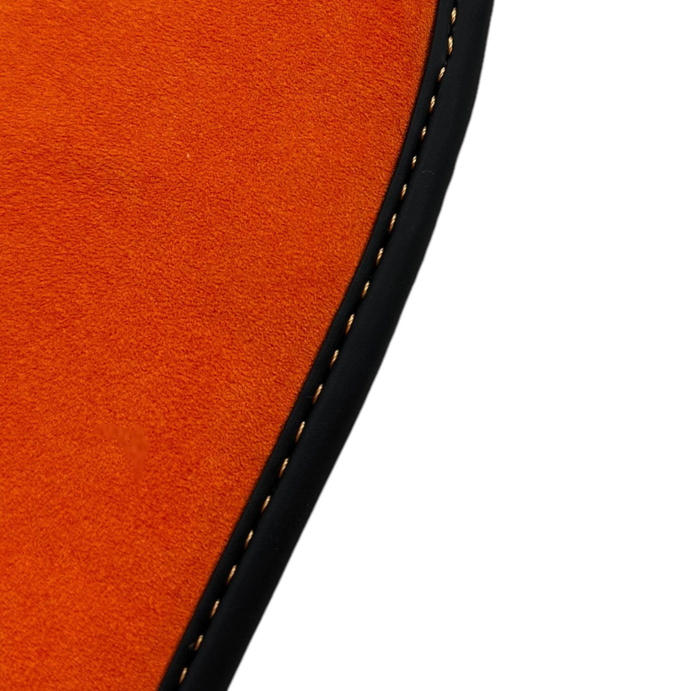 Black Floor Mats for Porsche Cayenne (2010-2018) with Orange Alcantara Leather ER56 Design - AutoWin