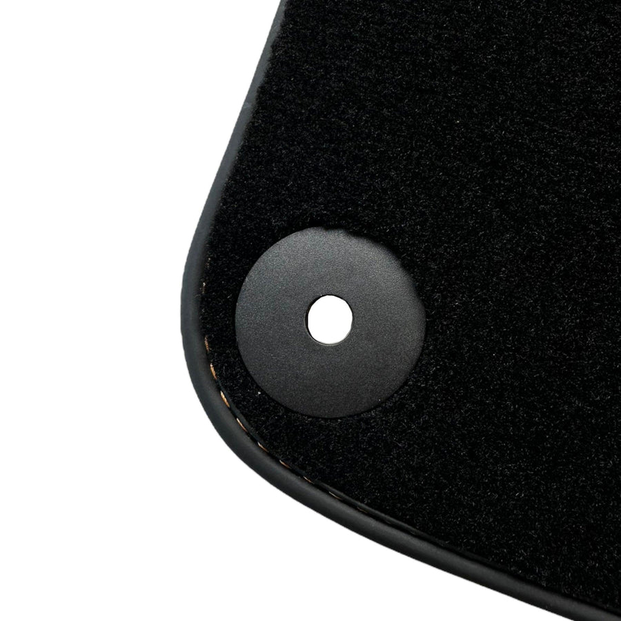 Black Floor Mats for Porsche Cayenne (2018-2023) with Orange Alcantara Leather ER56 Design - AutoWin