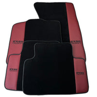 Black Floor Mats for Porsche Macan (2014-2023) with Bordeaux Nappa Leather | ER56 Design - AutoWin
