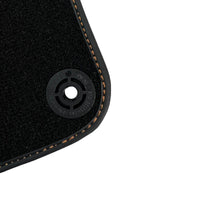 Black Floor Mats for Porsche Panamera (2009-2016) with Orange Alcantara Leather ER56 Design - AutoWin